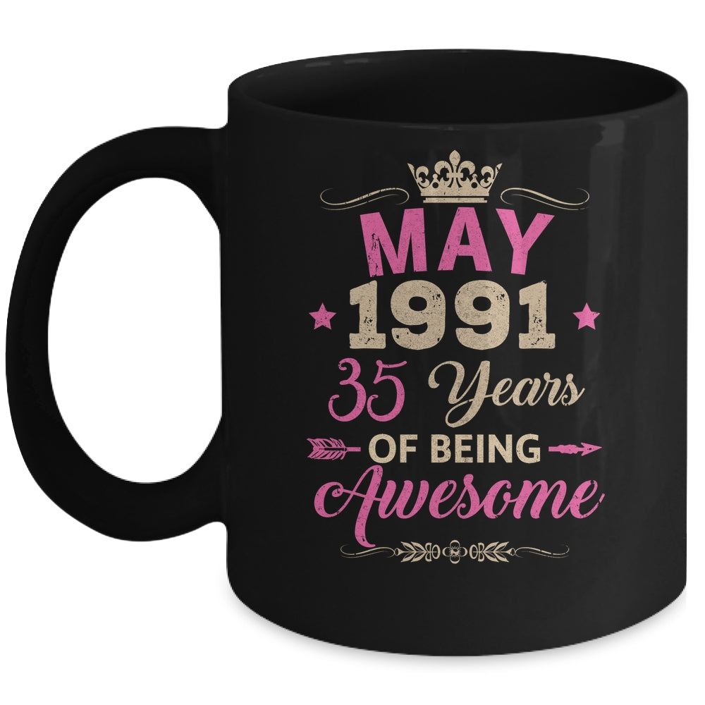 May 1991 35 Years Of Being Awesome Retro 35th Birthday Mug | siriusteestore
