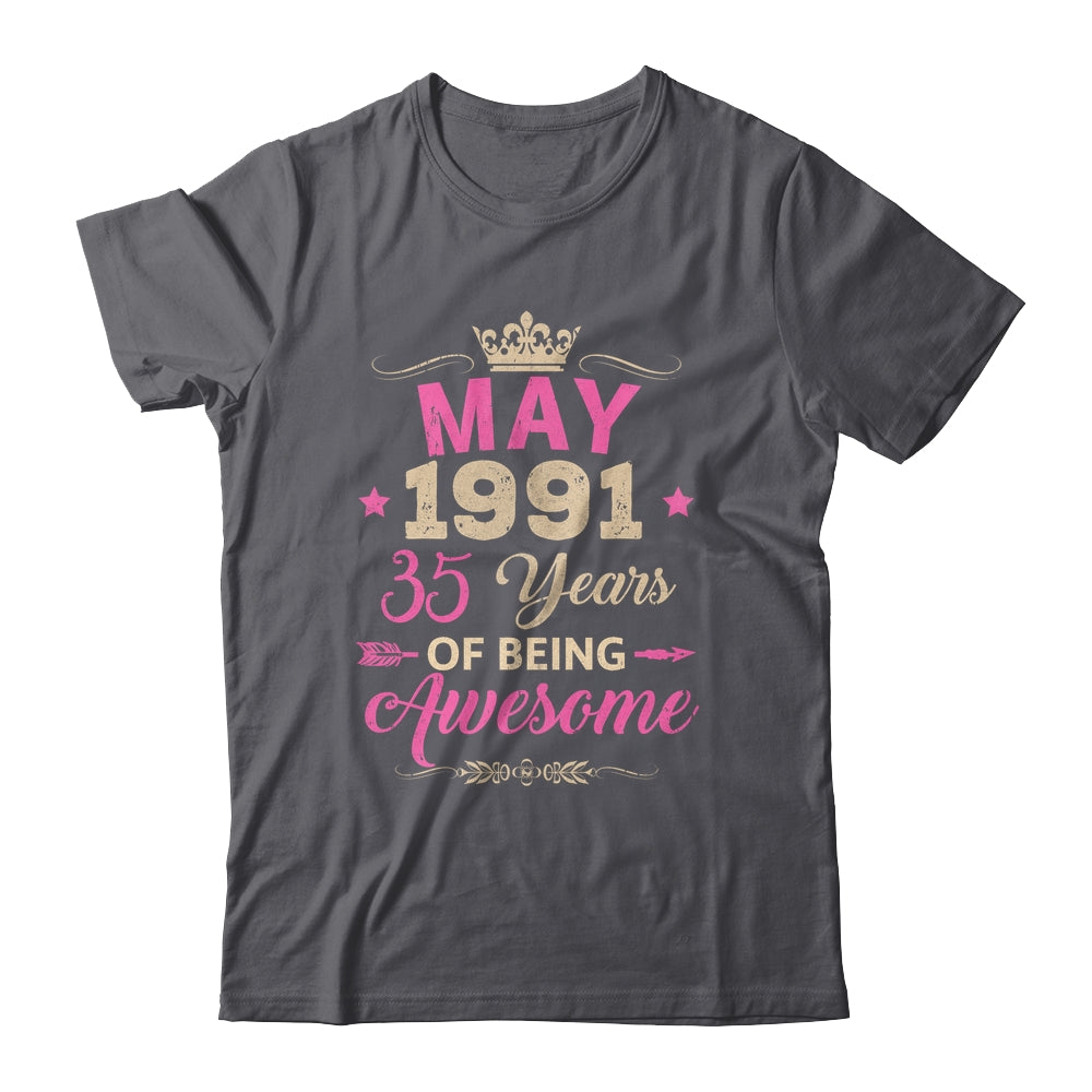 May 1991 35 Years Of Being Awesome Retro 35th Birthday Shirt & Tank Top | siriusteestore