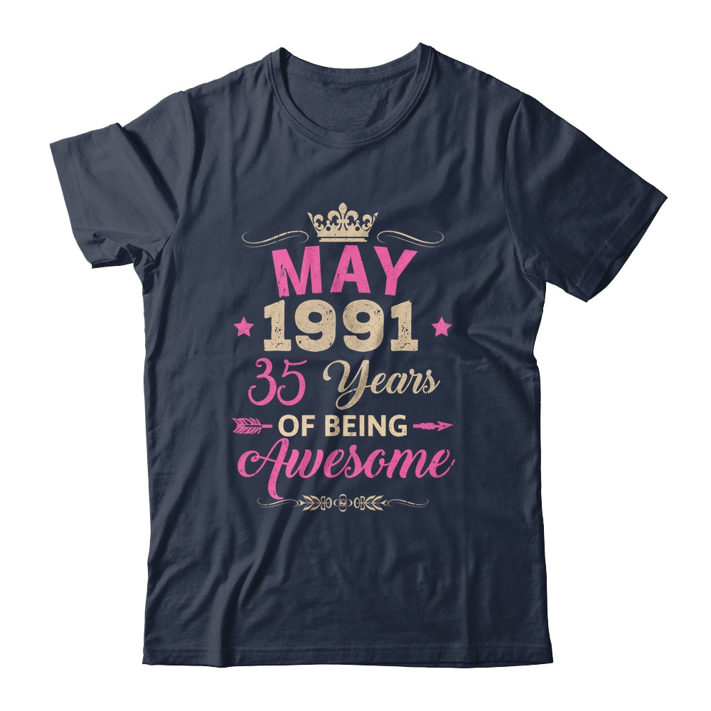 May 1991 35 Years Of Being Awesome Retro 35th Birthday Shirt & Tank Top | siriusteestore