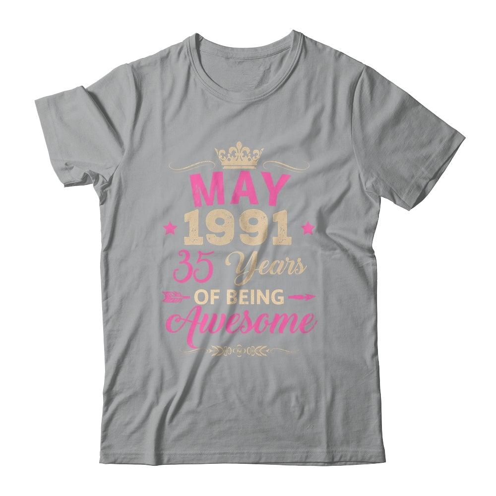May 1991 35 Years Of Being Awesome Retro 35th Birthday Shirt & Tank Top | siriusteestore