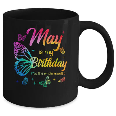 May Birthday For Women Girls Butterfly Tie Dye Theme Mug | siriusteestore