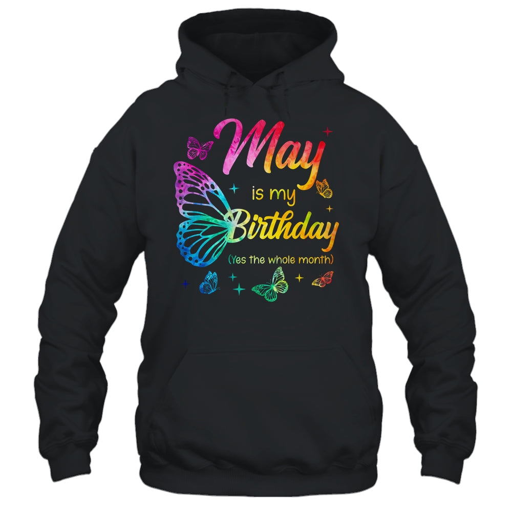 May Birthday For Women Girls Butterfly Tie Dye Theme Shirt & Tank Top | siriusteestore