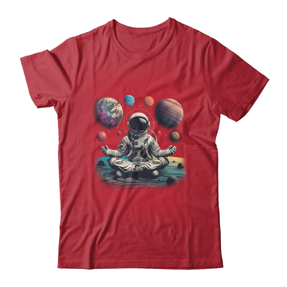 Meditating Astronaut Planets Meditation Outer Space Shirt & Tank Top | siriusteestore