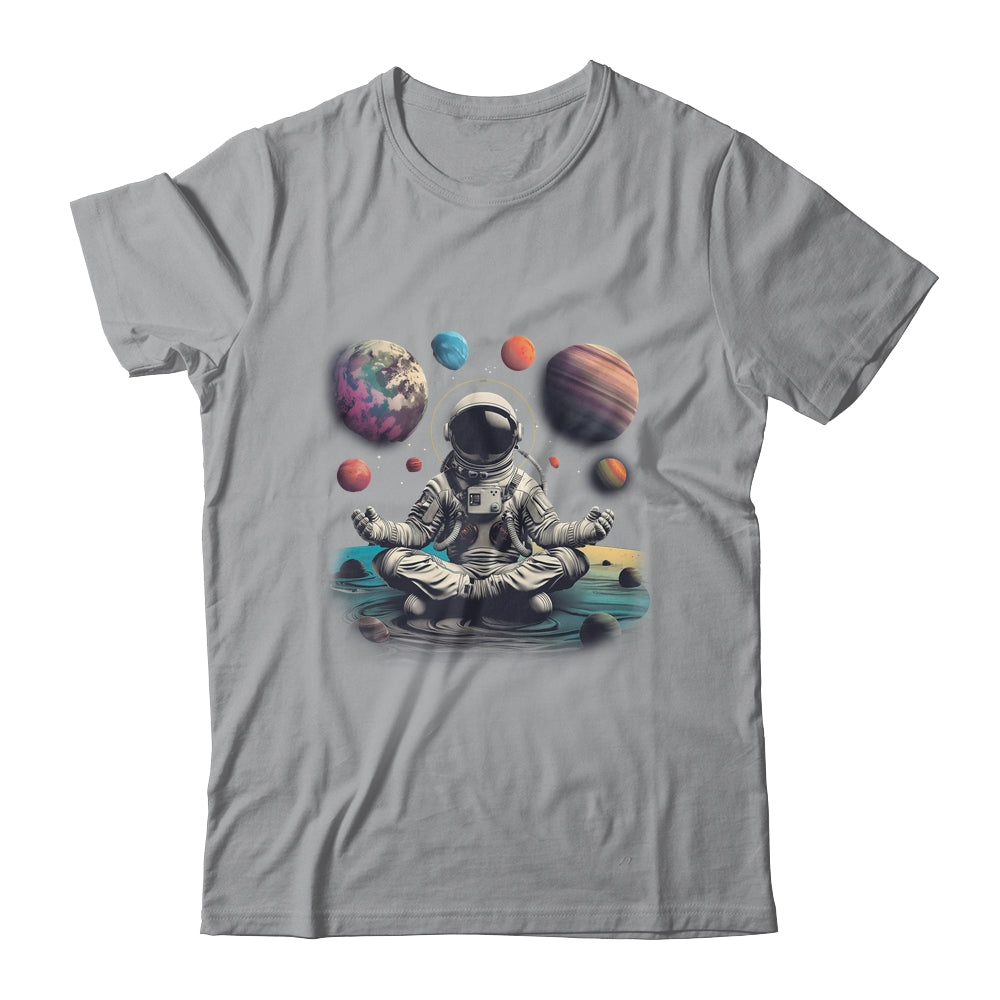 Meditating Astronaut Planets Meditation Outer Space Shirt & Tank Top | siriusteestore