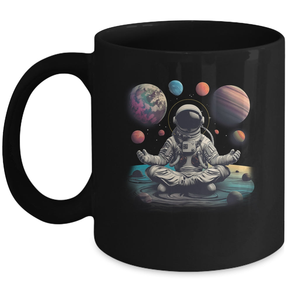 Meditating Astronaut Planets Meditation Outer Space Mug | siriusteestore