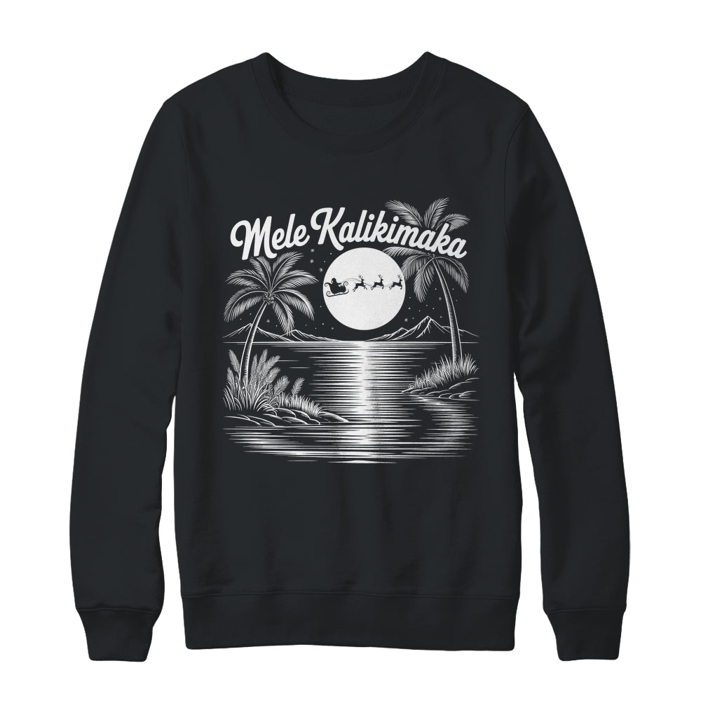 Mele Kalikimaka Christmas Hawaii Beach Hawaiian Santa Surf Shirt & Sweatshirt | siriusteestore