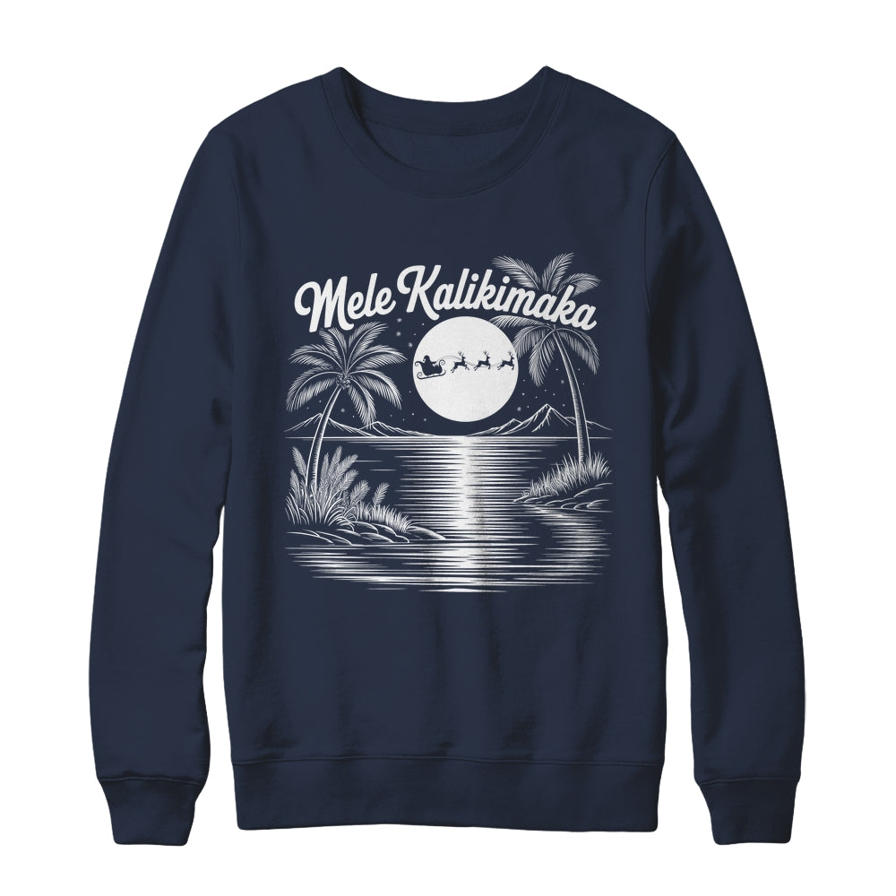 Mele Kalikimaka Christmas Hawaii Beach Hawaiian Santa Surf Shirt & Sweatshirt | siriusteestore
