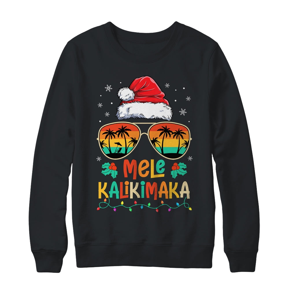 Mele Kalikimaka Christmas Hawaiian Retro Santa Women Shirt & Sweatshirt | siriusteestore