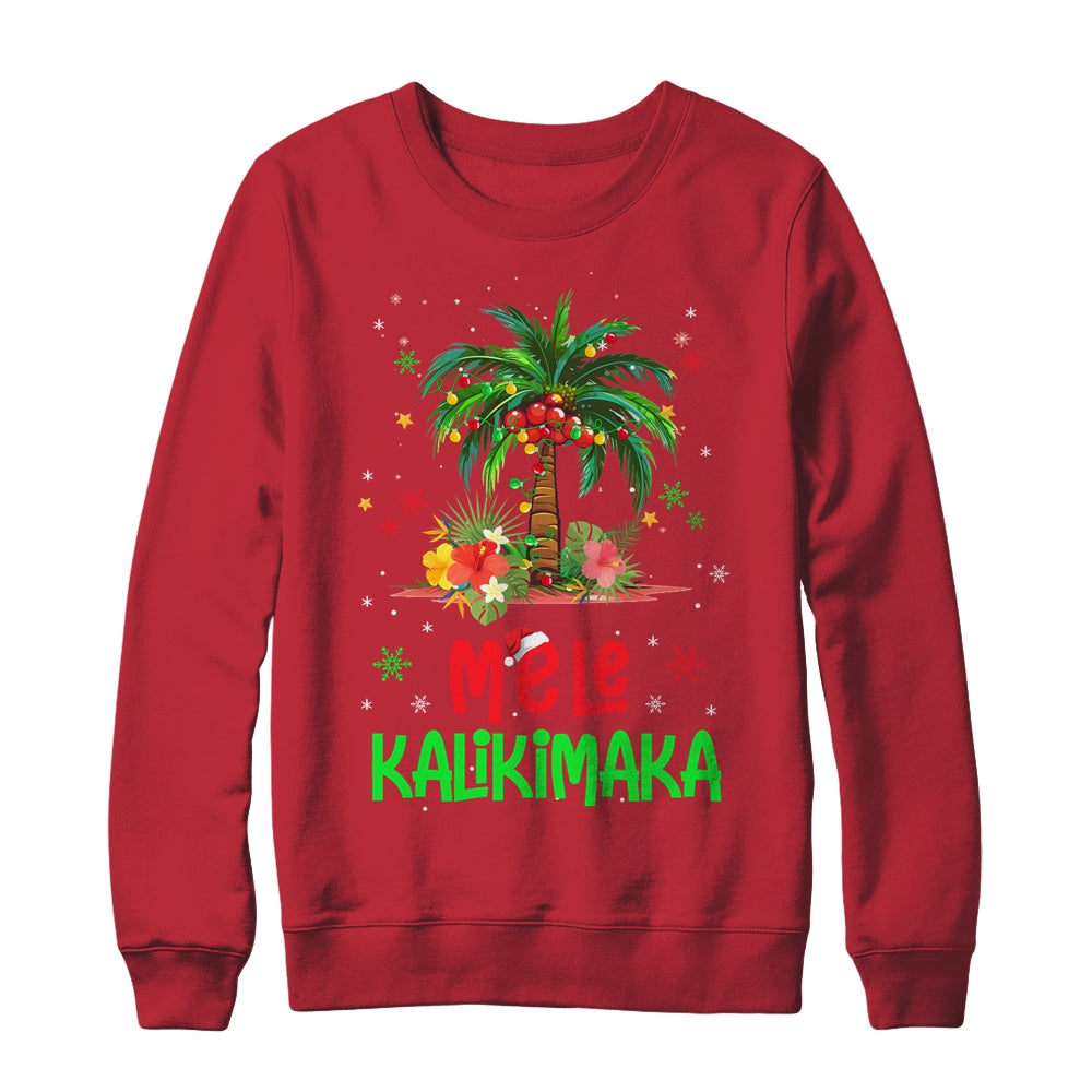Mele Kalikimaka Hawaiian Christmas Palm Tree Lights Xmas Shirt & Sweatshirt | siriusteestore