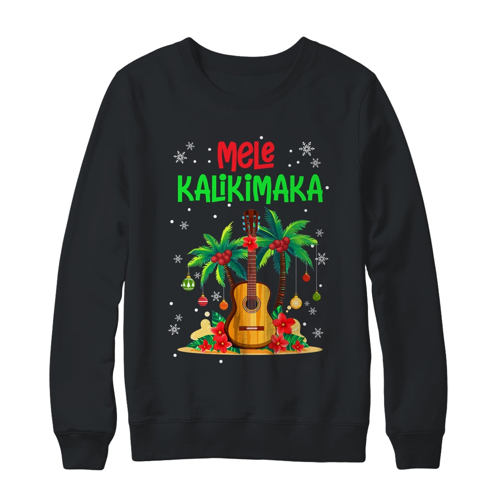 Mele Kalikimaka Merry Xmas Light Santa Hawaiian Guitar Shirt & Sweatshirt | siriusteestore