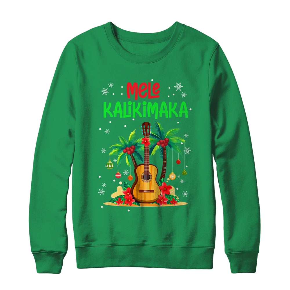 Mele Kalikimaka Merry Xmas Light Santa Hawaiian Guitar Shirt & Sweatshirt | siriusteestore