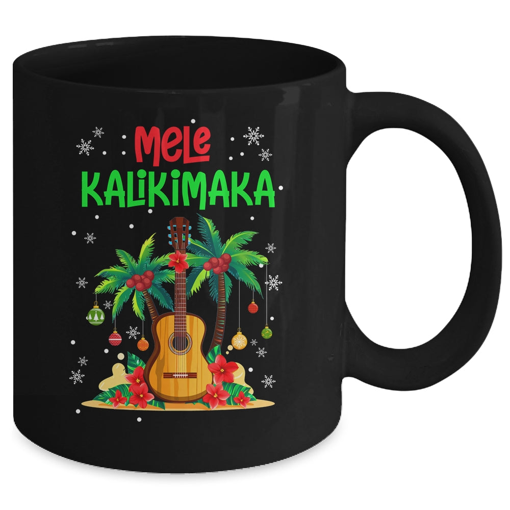 Mele Kalikimaka Merry Xmas Light Santa Hawaiian Guitar Mug | siriusteestore