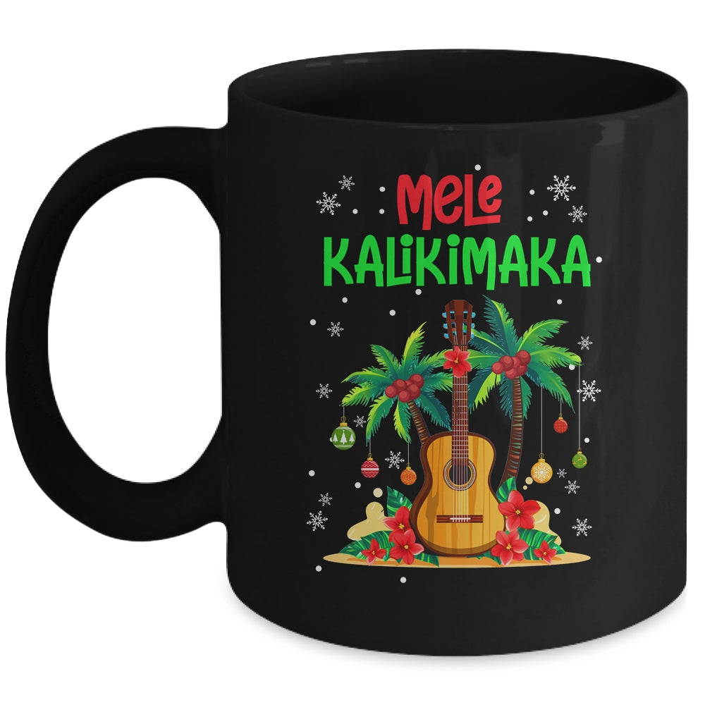 Mele Kalikimaka Merry Xmas Light Santa Hawaiian Guitar Mug | siriusteestore