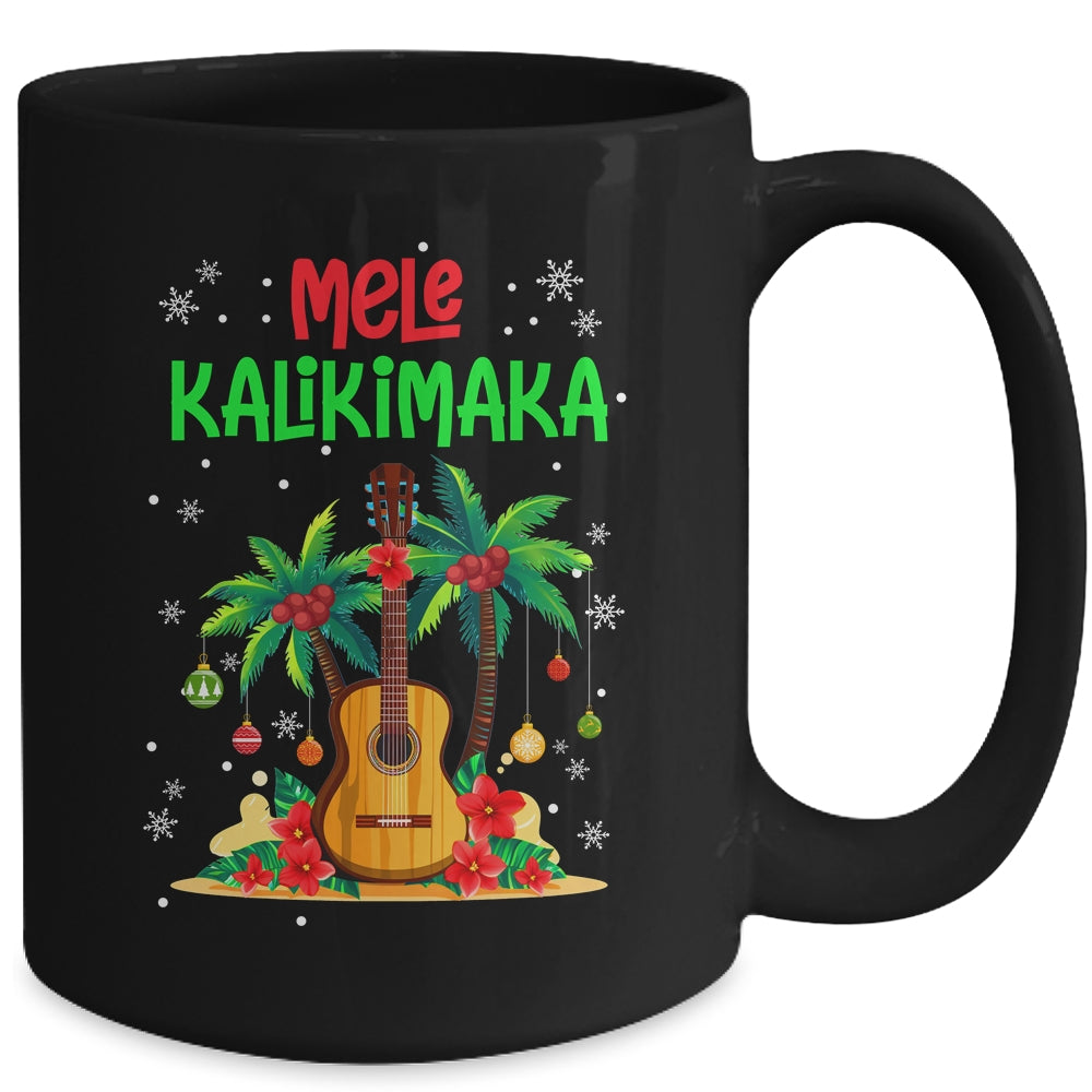 Mele Kalikimaka Merry Xmas Light Santa Hawaiian Guitar Mug | siriusteestore