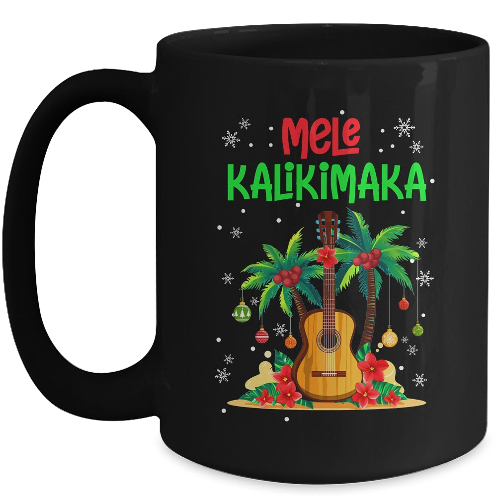 Mele Kalikimaka Merry Xmas Light Santa Hawaiian Guitar Mug | siriusteestore