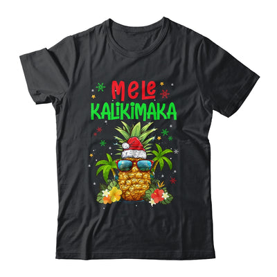Mele Kalikimaka Merry Xmas Light Santa Hawaiian Pineapple Shirt & Sweatshirt | siriusteestore