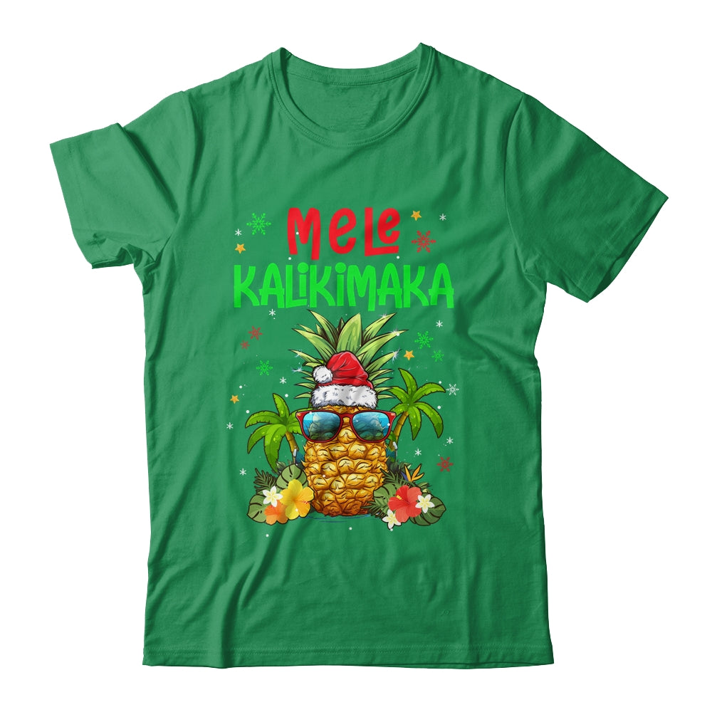 Mele Kalikimaka Merry Xmas Light Santa Hawaiian Pineapple Shirt & Sweatshirt | siriusteestore