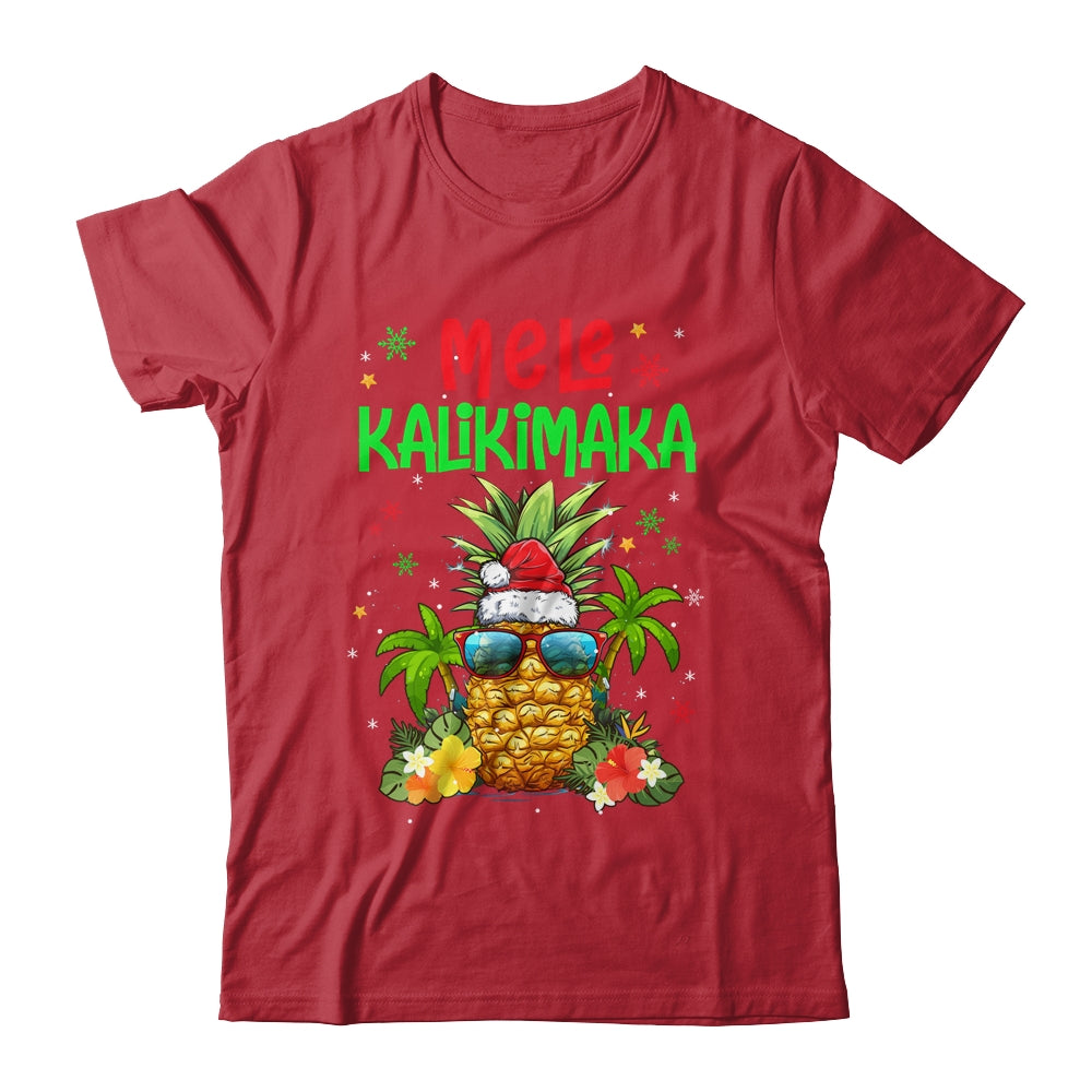 Mele Kalikimaka Merry Xmas Light Santa Hawaiian Pineapple Shirt & Sweatshirt | siriusteestore