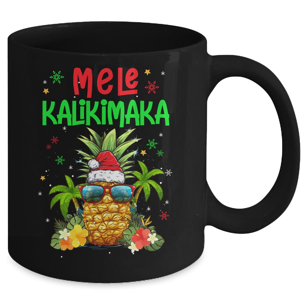 Mele Kalikimaka Merry Xmas Light Santa Hawaiian Pineapple Mug | siriusteestore