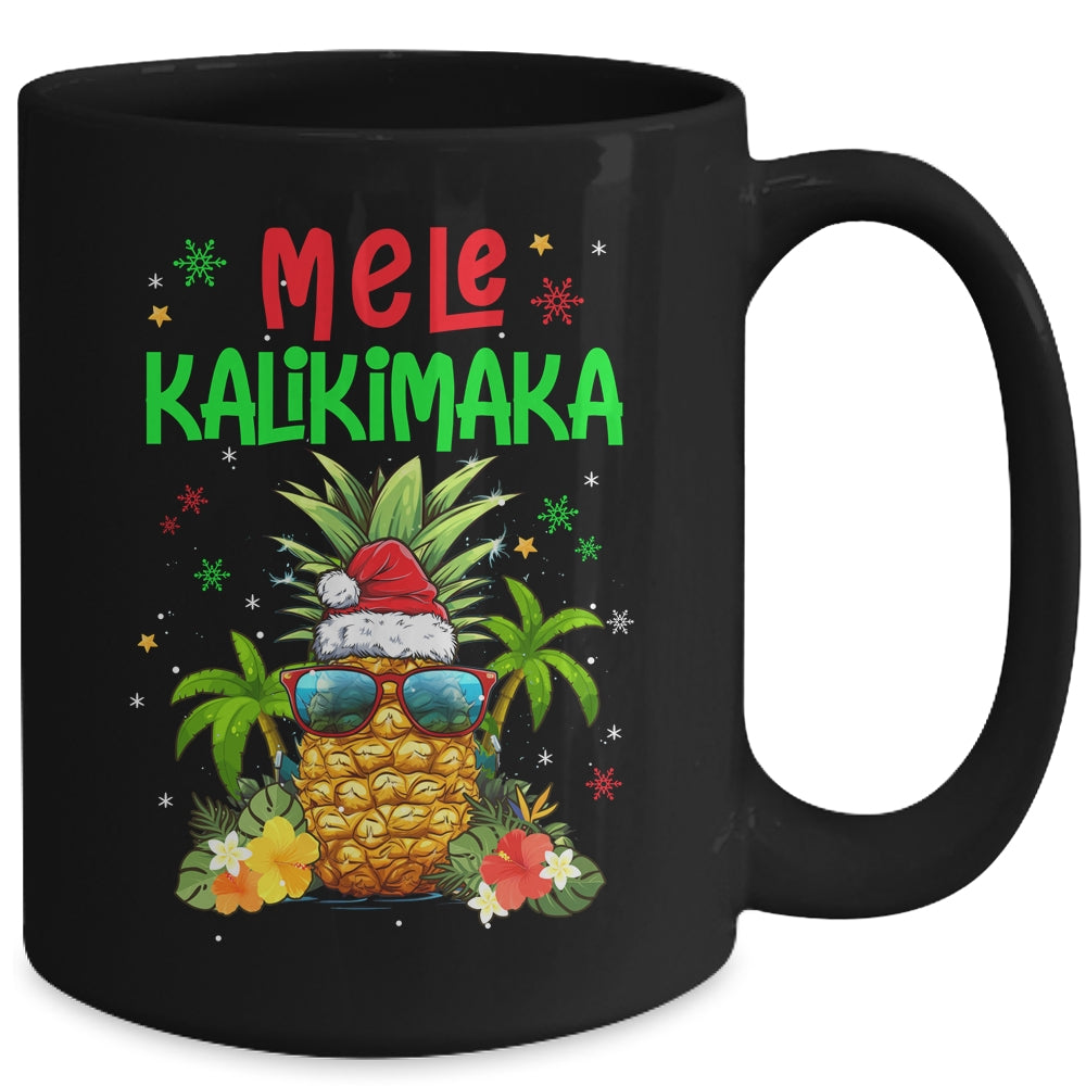 Mele Kalikimaka Merry Xmas Light Santa Hawaiian Pineapple Mug | siriusteestore