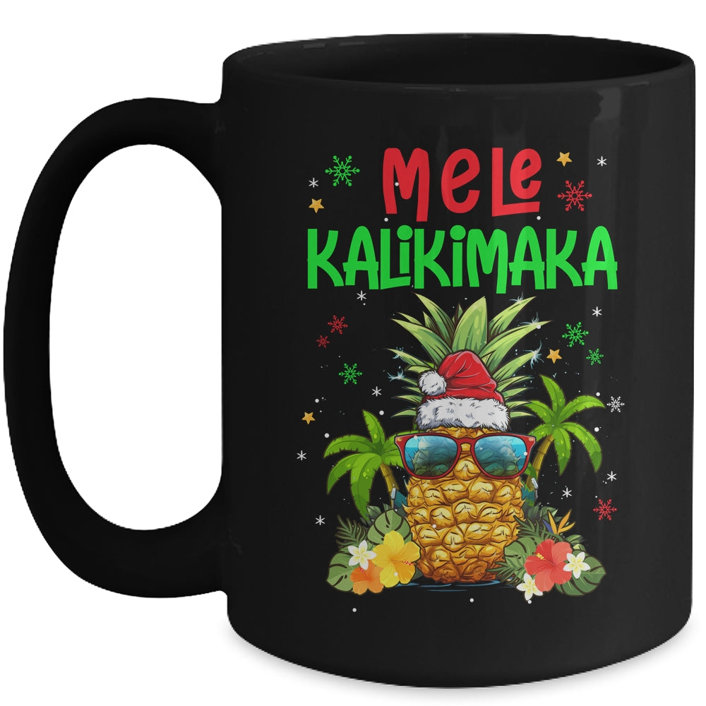 Mele Kalikimaka Merry Xmas Light Santa Hawaiian Pineapple Mug | siriusteestore