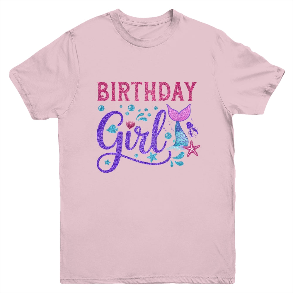 Mermaid Birthday Girl Mermaid Birthday Kids Youth Shirt | siriusteestore