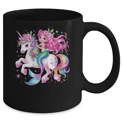 Mermaid Riding A Unicorn Girls Women Kids Adults Rainbow Mug | siriusteestore
