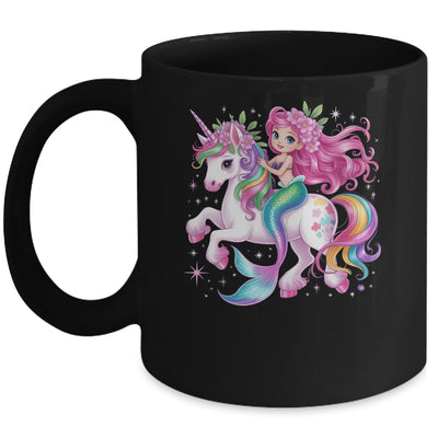 Mermaid Riding A Unicorn Girls Women Kids Adults Rainbow Mug | siriusteestore