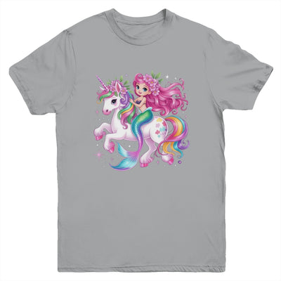 Mermaid Riding A Unicorn Girls Women Kids Adults Rainbow Youth Shirt | siriusteestore
