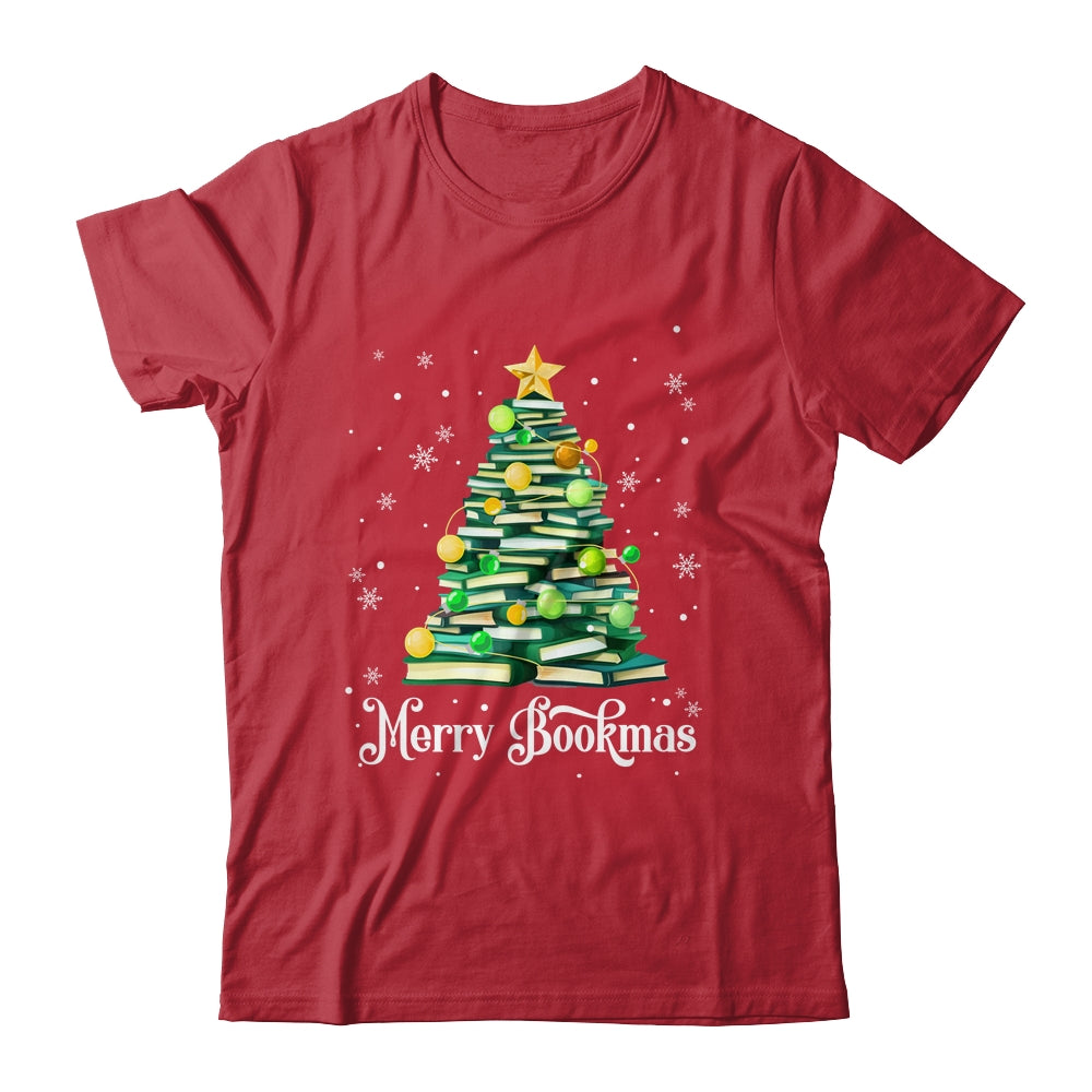 Merry Bookmas Christmas Tree Books Pine Funny Reading Lover Shirt & Sweatshirt | siriusteestore