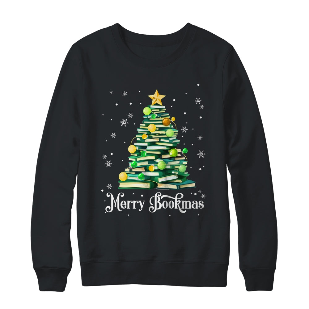 Merry Bookmas Christmas Tree Books Pine Funny Reading Lover Shirt & Sweatshirt | siriusteestore