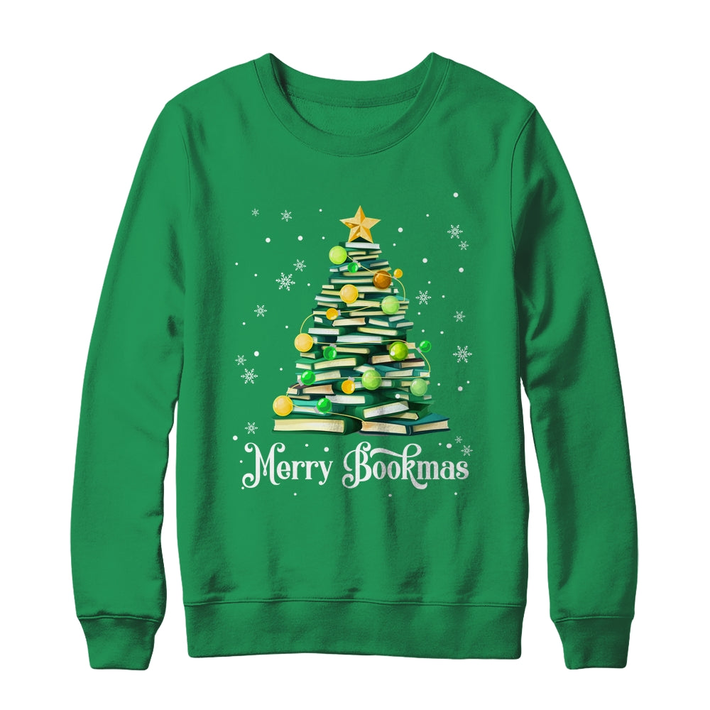 Merry Bookmas Christmas Tree Books Pine Funny Reading Lover Shirt & Sweatshirt | siriusteestore