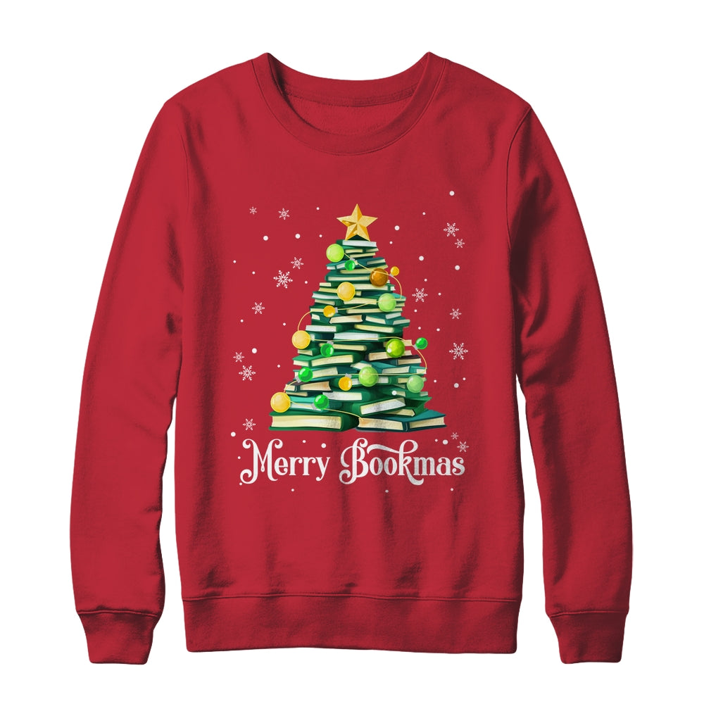 Merry Bookmas Christmas Tree Books Pine Funny Reading Lover Shirt & Sweatshirt | siriusteestore