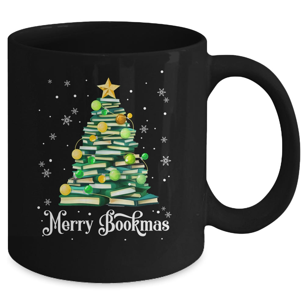 Merry Bookmas Christmas Tree Books Pine Funny Reading Lover Mug | siriusteestore