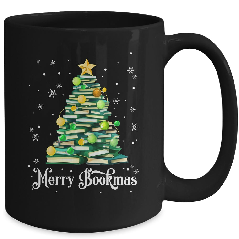 Merry Bookmas Christmas Tree Books Pine Funny Reading Lover Mug | siriusteestore