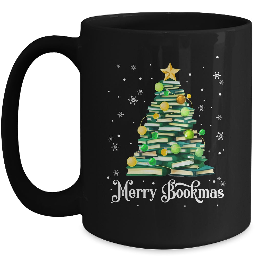 Merry Bookmas Christmas Tree Books Pine Funny Reading Lover Mug | siriusteestore