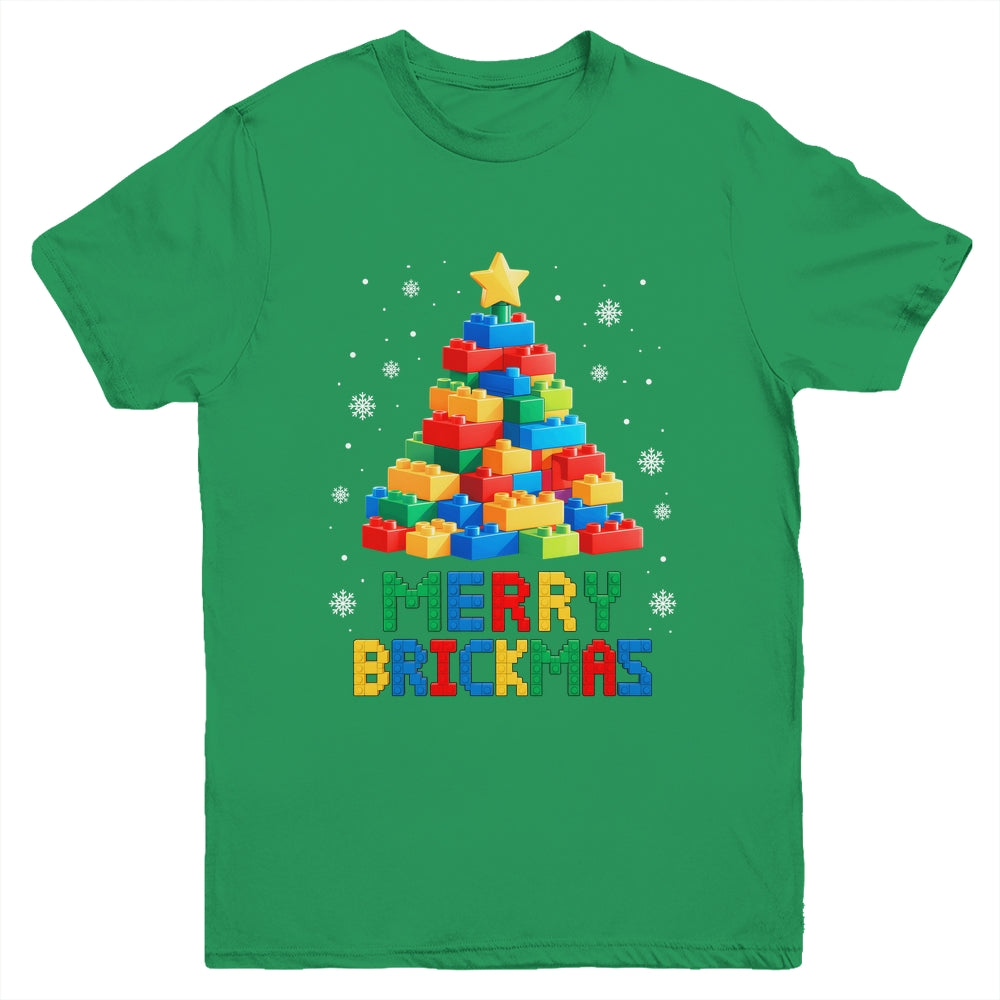 Merry Brickmas Christmas Building Blocks Master Builder Youth Shirt | siriusteestore