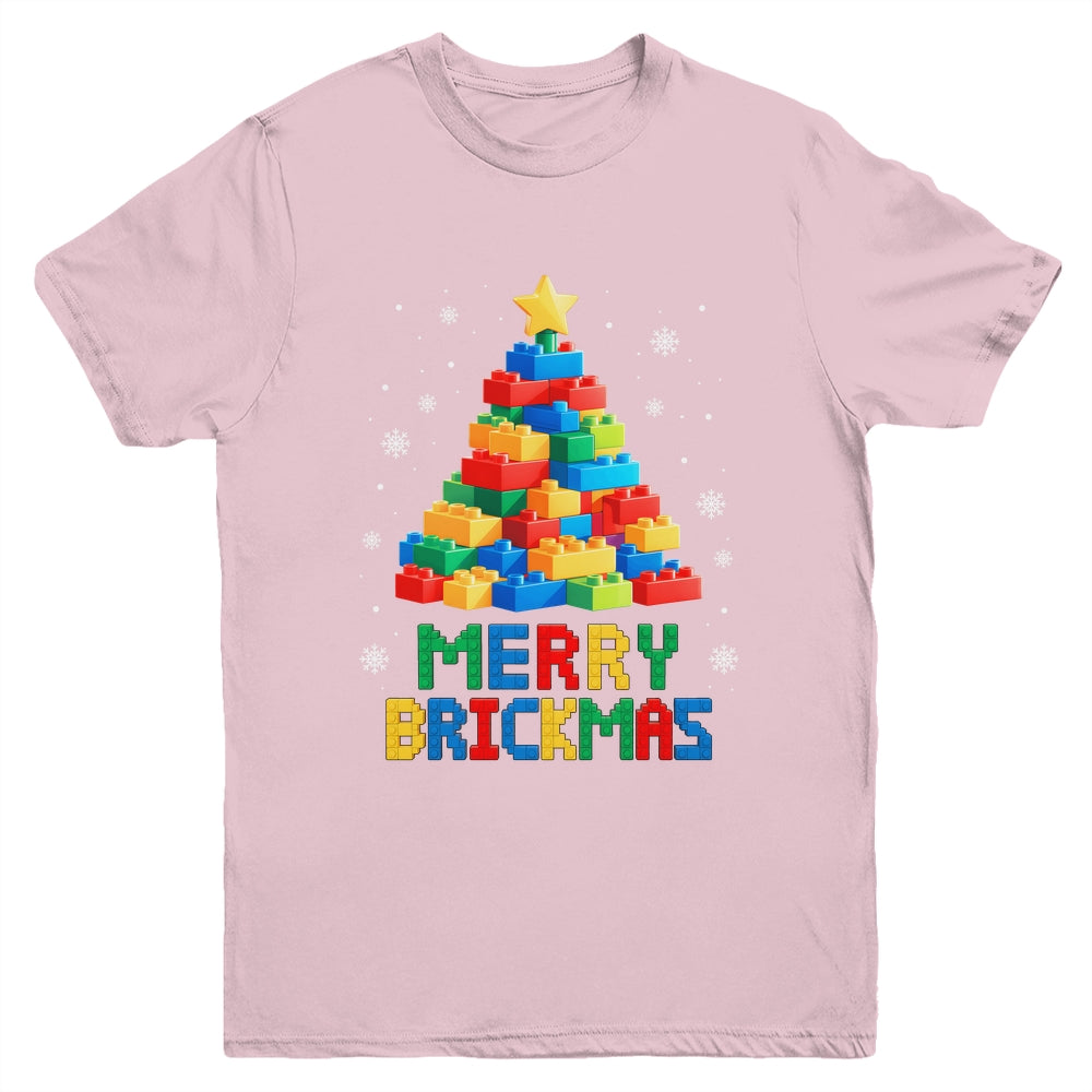Merry Brickmas Christmas Building Blocks Master Builder Youth Shirt | siriusteestore