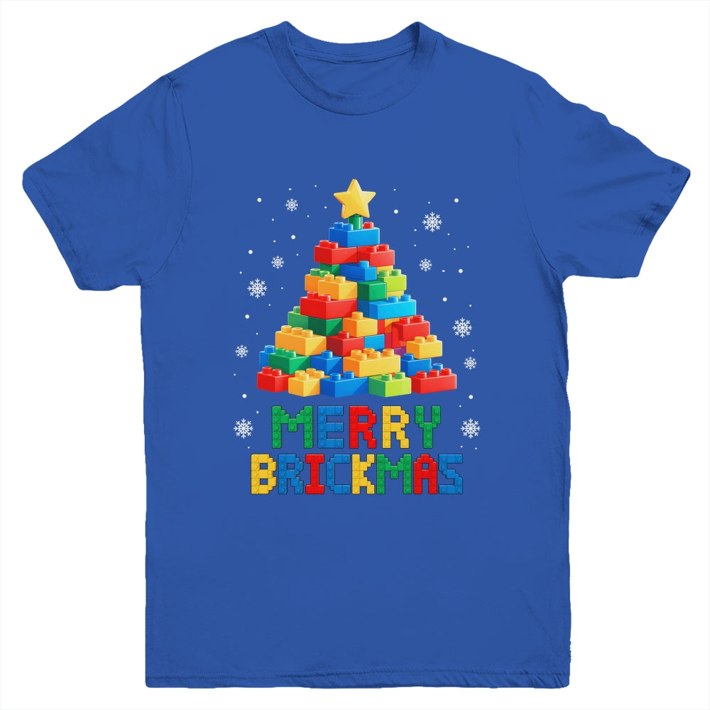 Merry Brickmas Christmas Building Blocks Master Builder Youth Shirt | siriusteestore