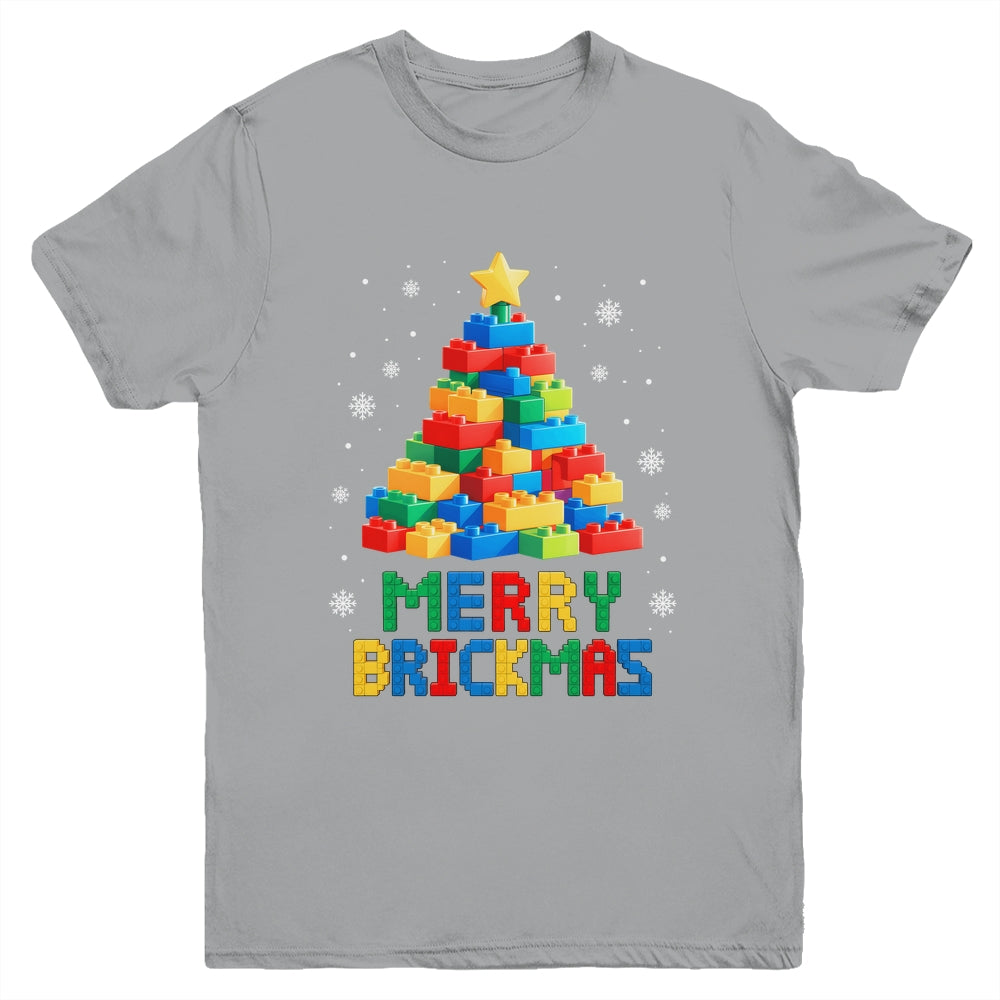 Merry Brickmas Christmas Building Blocks Master Builder Youth Shirt | siriusteestore