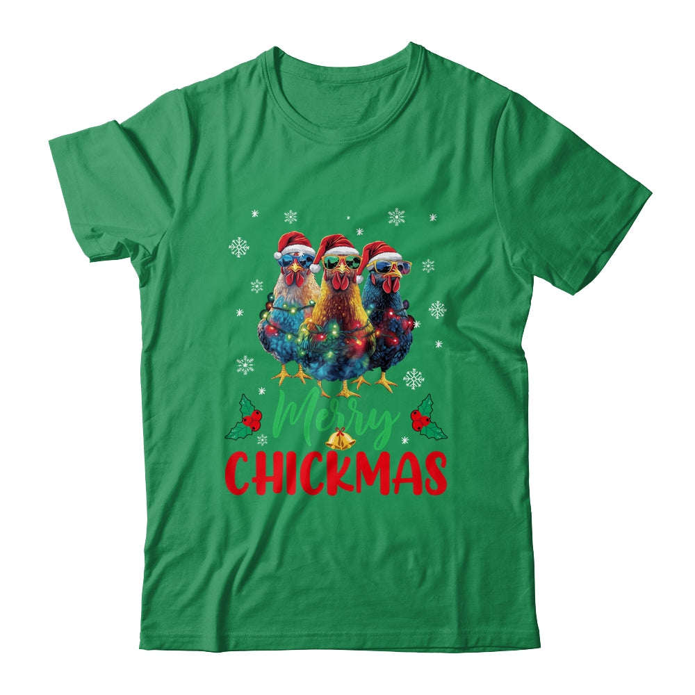 Merry Chickmas Ornament Lights Chicken Farmer Farm Christmas Shirt & Sweatshirt | siriusteestore