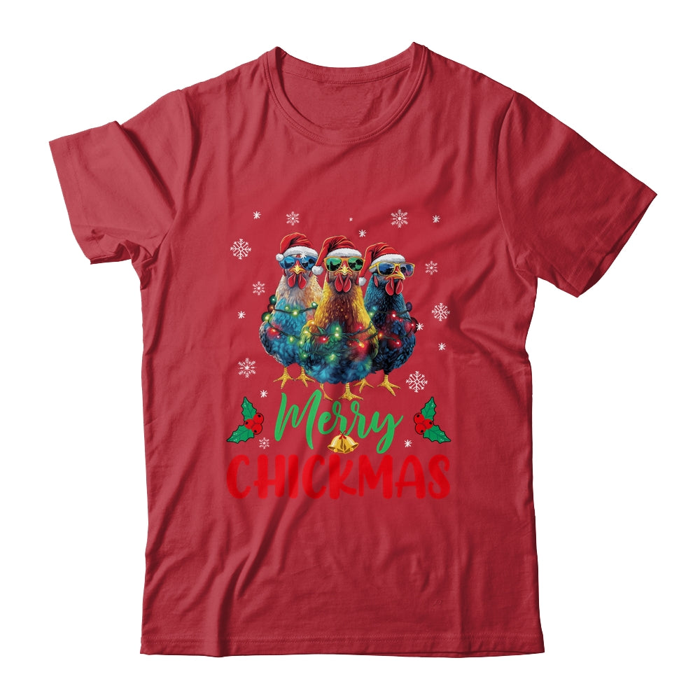 Merry Chickmas Ornament Lights Chicken Farmer Farm Christmas Shirt & Sweatshirt | siriusteestore