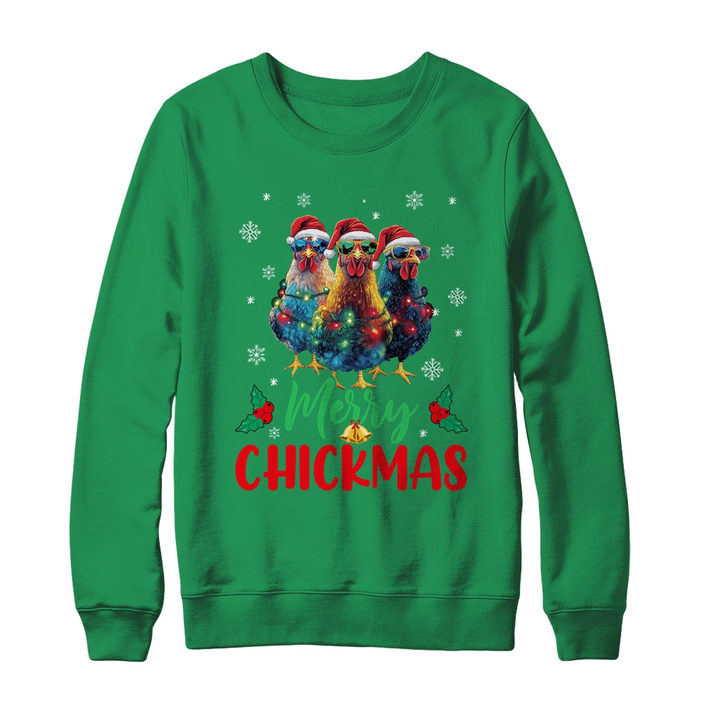 Merry Chickmas Ornament Lights Chicken Farmer Farm Christmas Shirt & Sweatshirt | siriusteestore