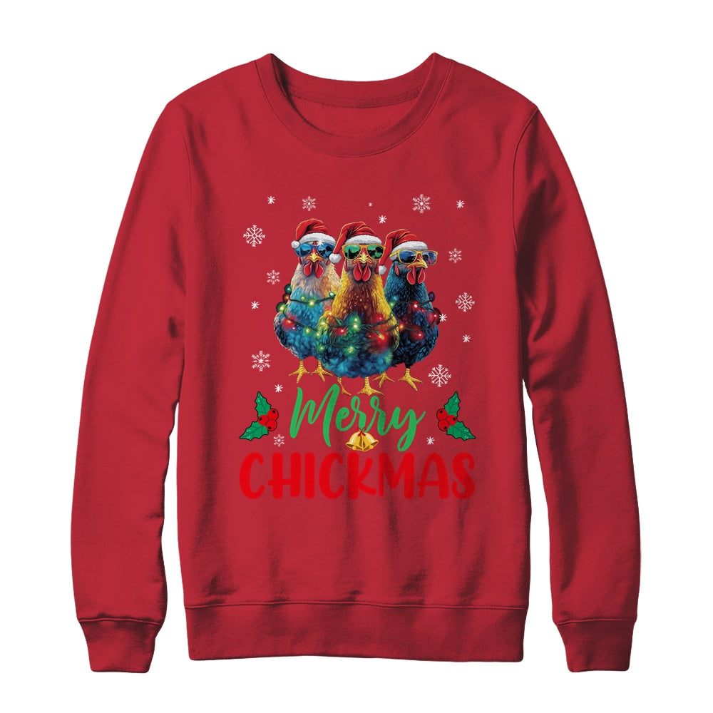 Merry Chickmas Ornament Lights Chicken Farmer Farm Christmas Shirt & Sweatshirt | siriusteestore