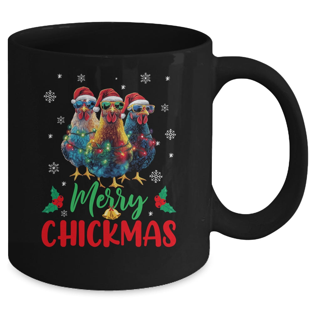 Merry Chickmas Ornament Lights Chicken Farmer Farm Christmas Mug | siriusteestore