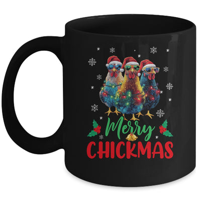 Merry Chickmas Ornament Lights Chicken Farmer Farm Christmas Mug | siriusteestore