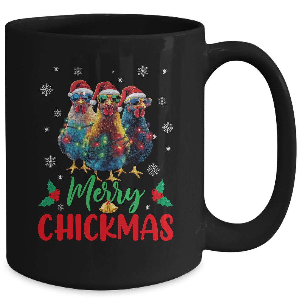 Merry Chickmas Ornament Lights Chicken Farmer Farm Christmas Mug | siriusteestore