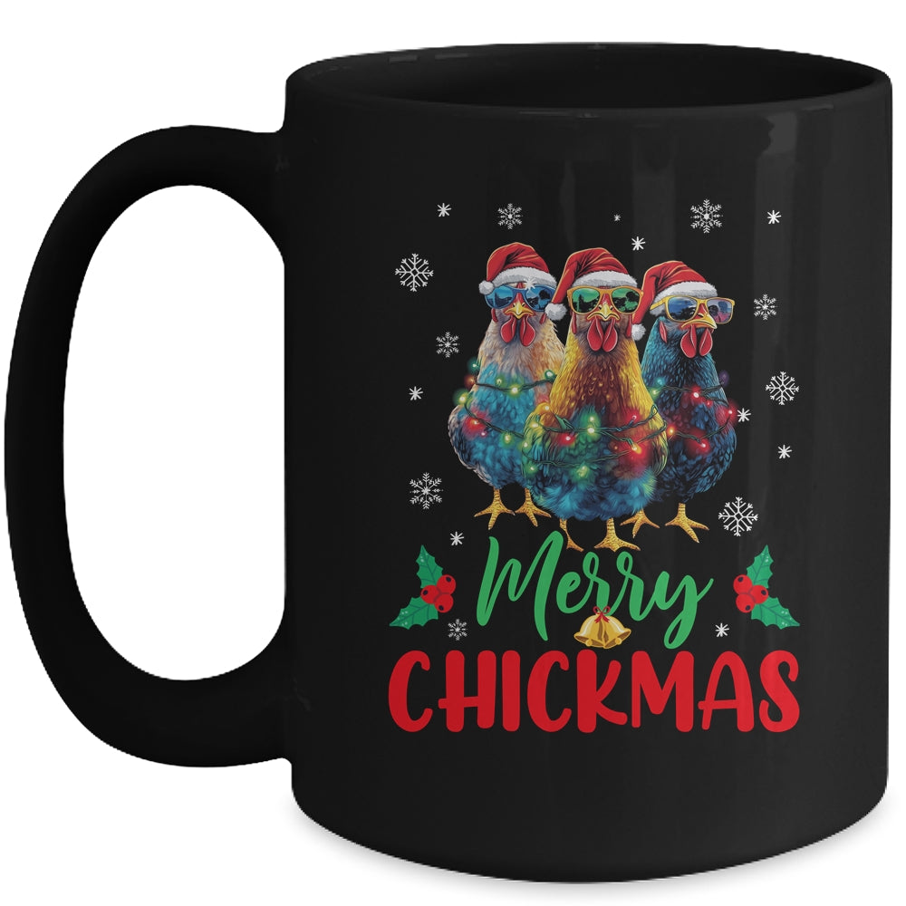 Merry Chickmas Ornament Lights Chicken Farmer Farm Christmas Mug | siriusteestore