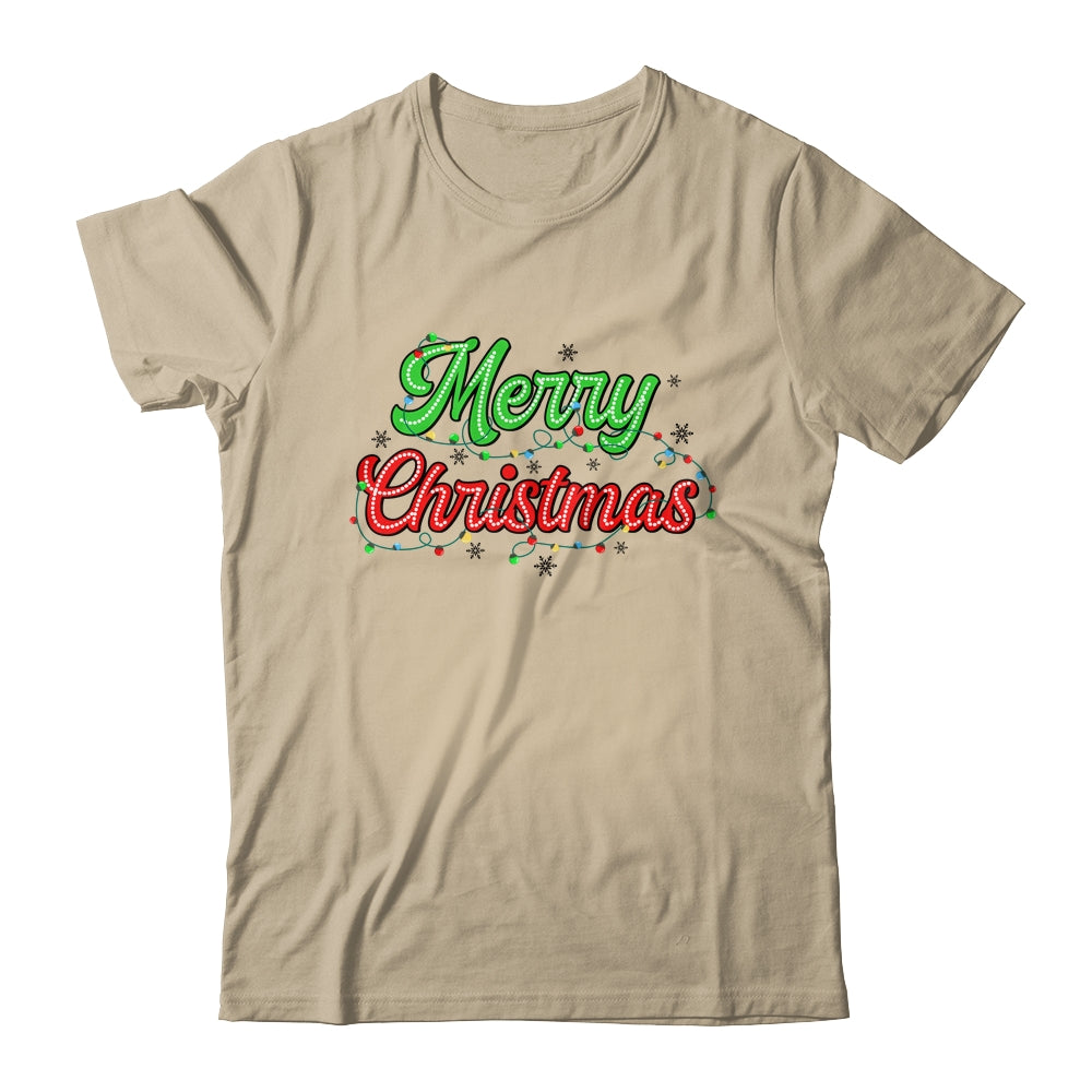 Merry Christmas 2024 Family Matching Christmas Lights Xmas Shirt & Sweatshirt | siriusteestore