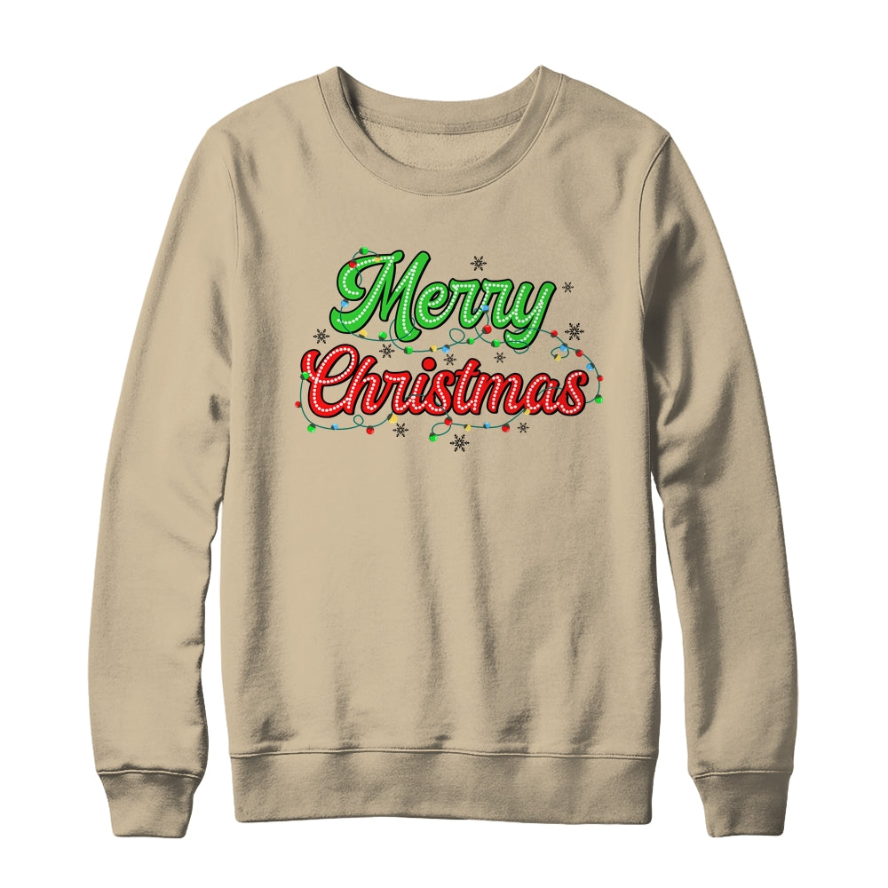 Merry Christmas 2024 Family Matching Christmas Lights Xmas Shirt & Sweatshirt | siriusteestore